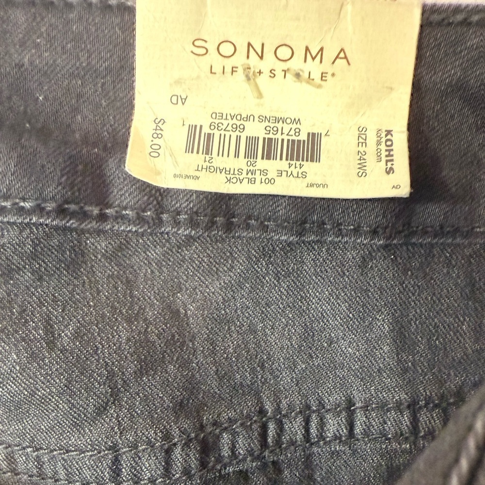 Sonoma Women Slim Straight Jeans Super Soft Comfort Stretch Color Black Size 24W - Picture 12 of 14